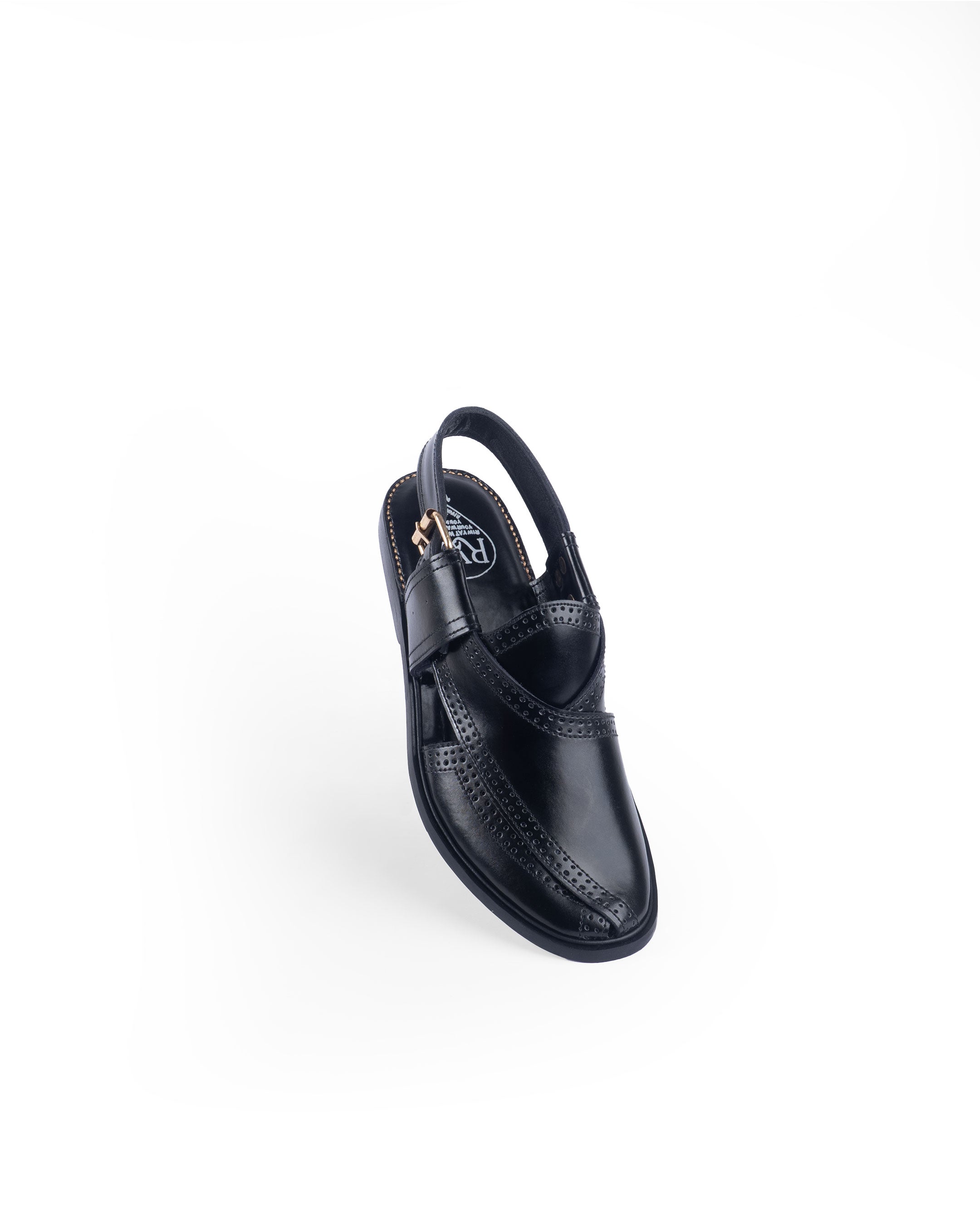 Black leather peshawari sandal